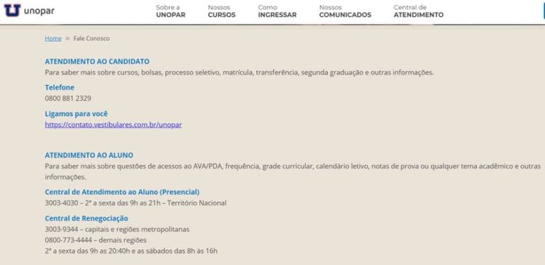Telefone da Faculdade Unopar: 0800, SAC, Central do Aluno - Feed Search